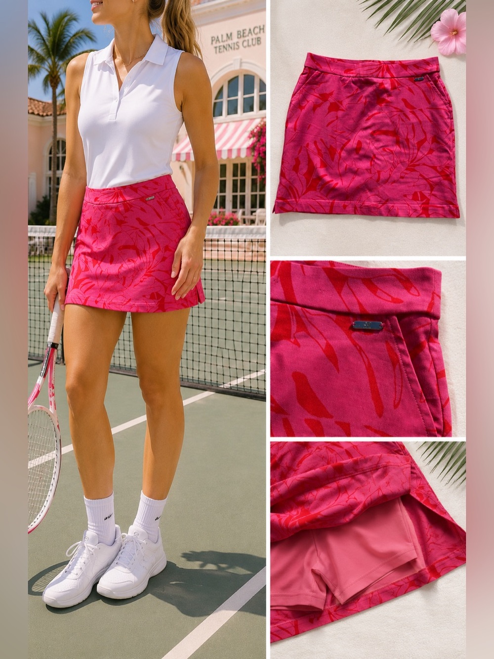 Rafaella Pink Floral Tennis Skort XS Built In Shorts Palm Beach Preppy